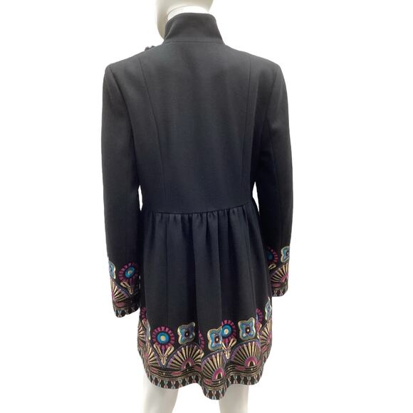 NWT Plenty By Tracy Reese Coat Coat Women’s Size 10 Wool Blend Embroidery Black - Picture 4 of 6